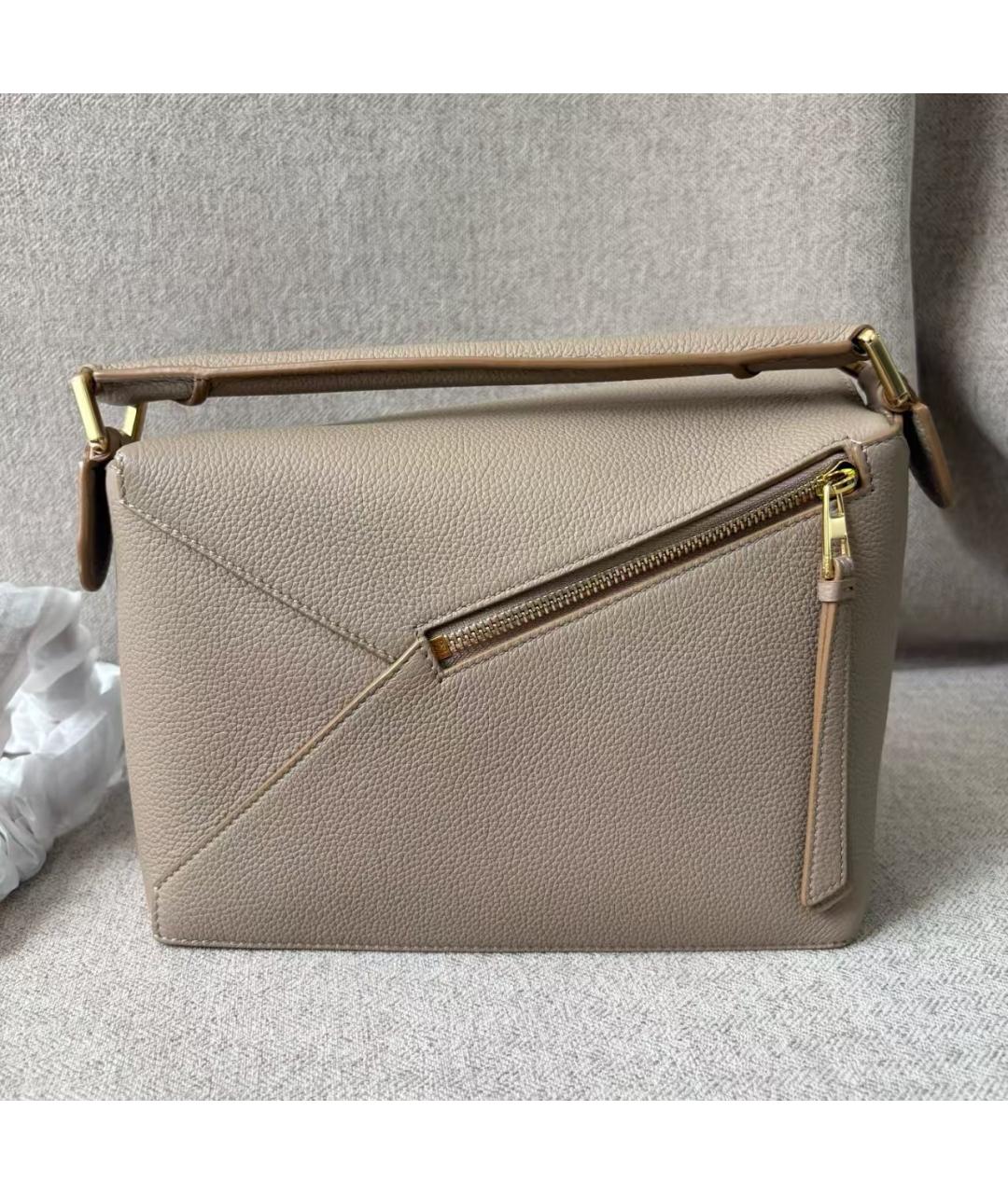 LOEWE Бежевая кожаная сумка через плечо, фото 3