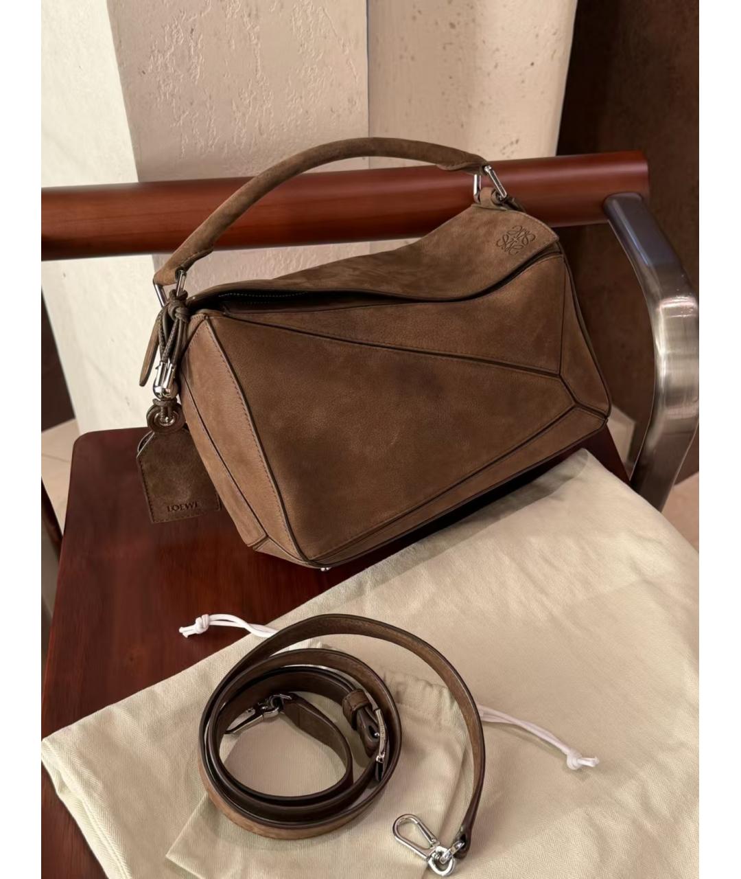 LOEWE Коричневая кожаная сумка через плечо, фото 3