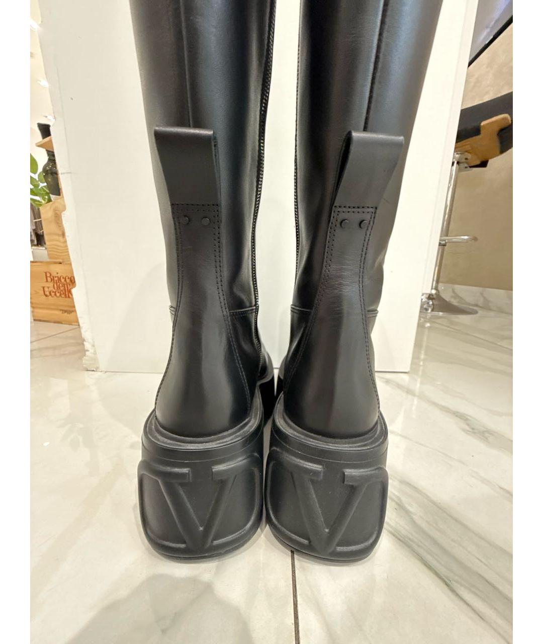 VALENTINO Черные кожаные сапоги, фото 4