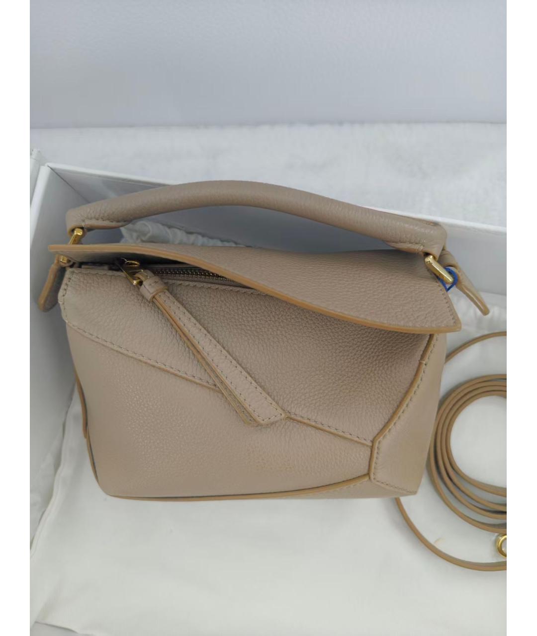 LOEWE Бежевая кожаная сумка через плечо, фото 3