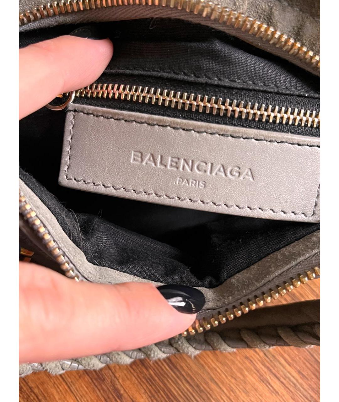 BALENCIAGA Антрацитовая замшевая сумка через плечо, фото 5