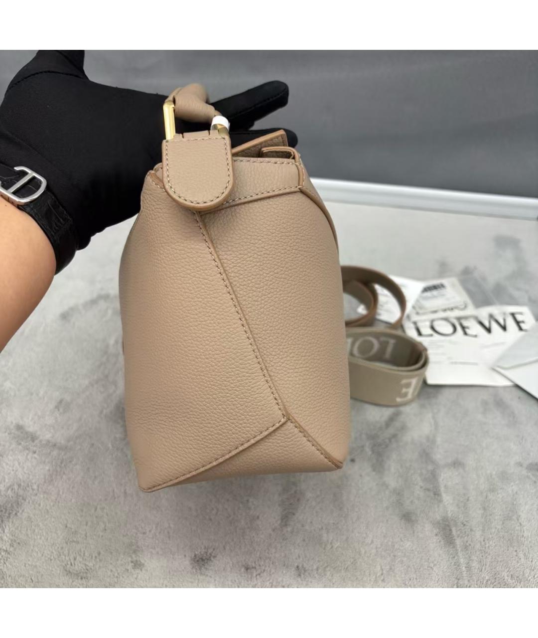 LOEWE Бежевая кожаная сумка через плечо, фото 4