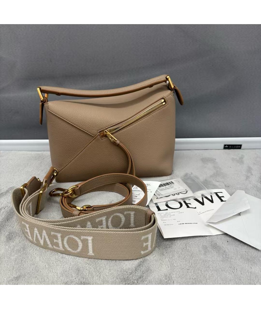 LOEWE Бежевая кожаная сумка через плечо, фото 3