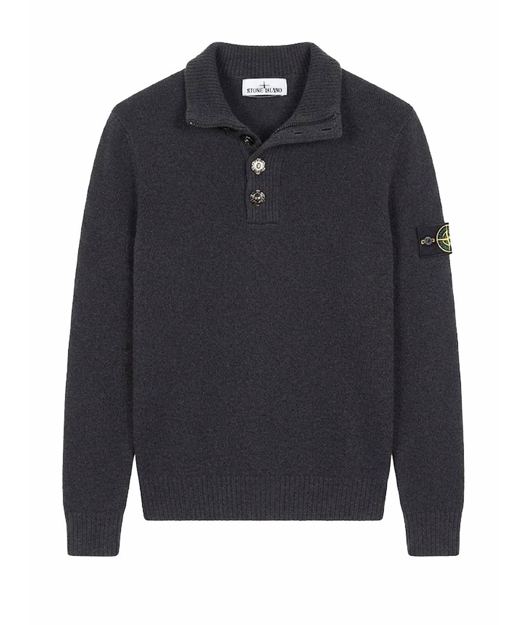 STONE ISLAND Антрацитовый шерстяной джемпер / свитер, фото 1