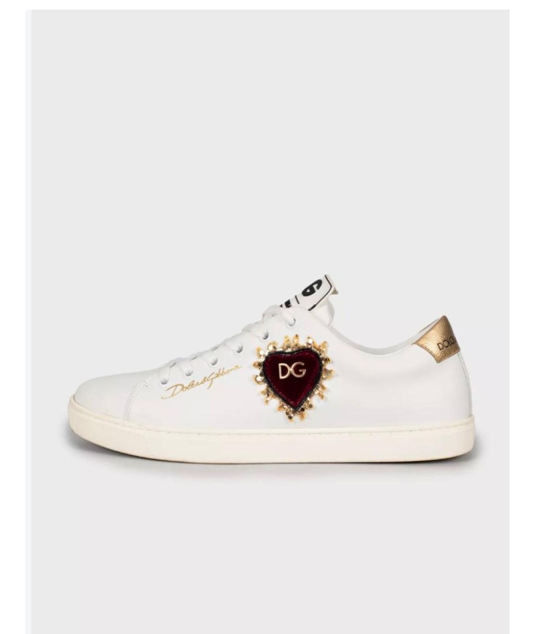 DOLCE&GABBANA Белые кожаные кеды, фото 9