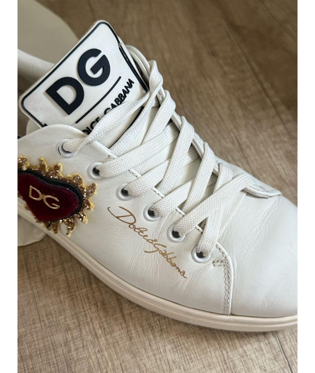 DOLCE&GABBANA Белые кожаные кеды, фото 7