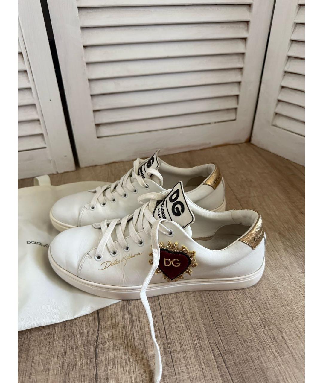DOLCE&GABBANA Белые кожаные кеды, фото 8