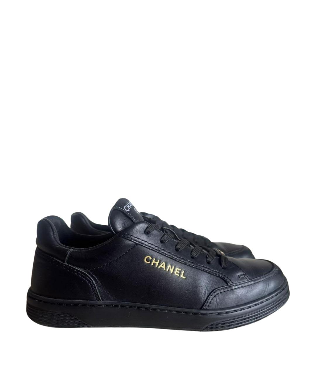 CHANEL Черные кожаные кеды, фото 1
