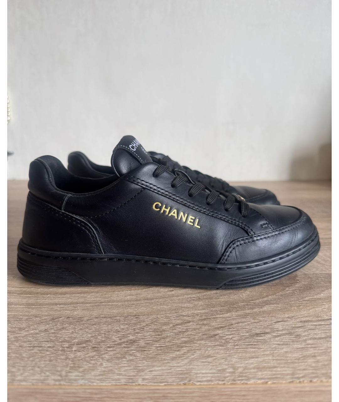 CHANEL Черные кожаные кеды, фото 7