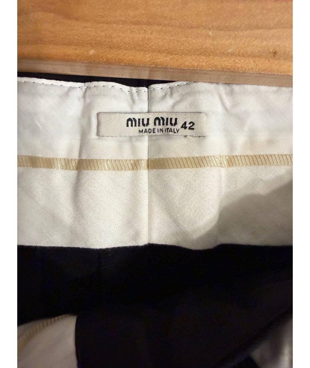 MIU MIU Черные шерстяные прямые брюки, фото 3