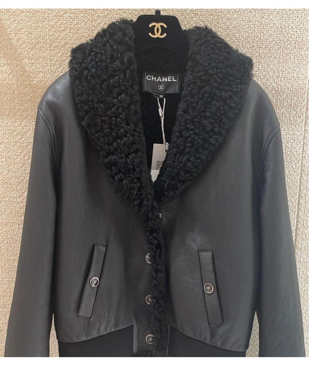 CHANEL Черная кожаная дубленка, фото 2