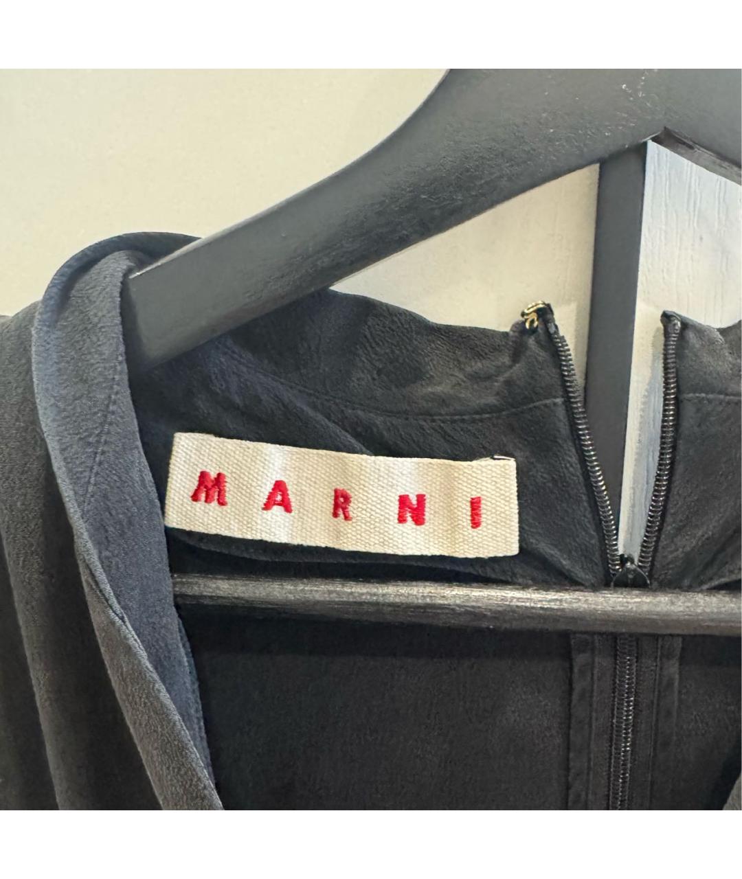 MARNI Антрацитовое шелковое повседневное платье, фото 3
