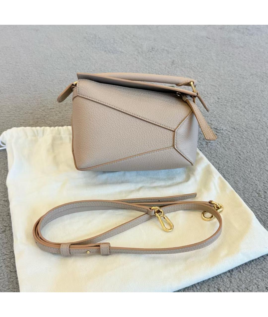 LOEWE Бежевая кожаная сумка через плечо, фото 2