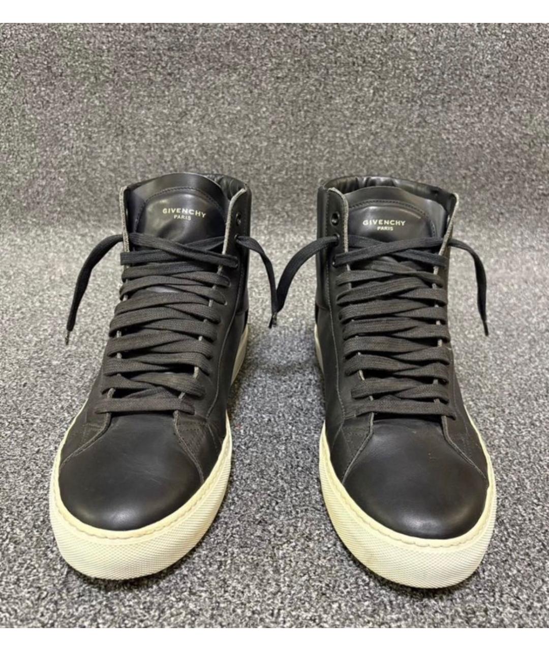 GIVENCHY Черные кожаные высокие кроссовки / кеды, фото 2