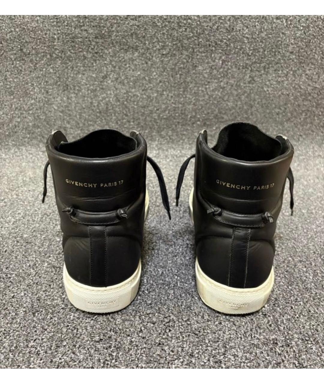 GIVENCHY Черные кожаные высокие кроссовки / кеды, фото 3