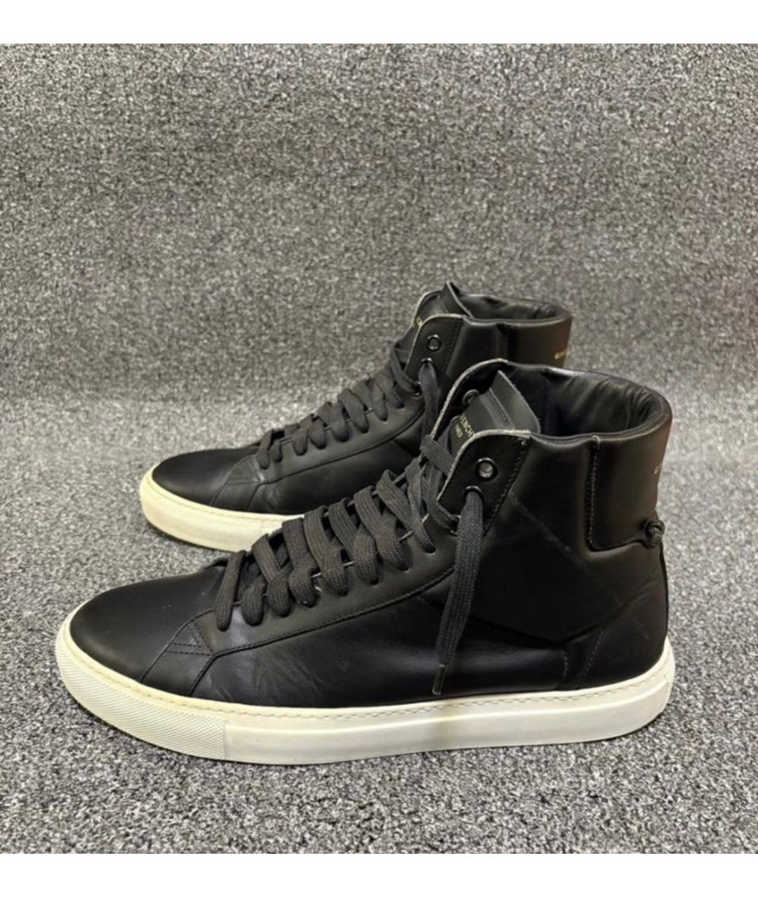 GIVENCHY Черные кожаные высокие кроссовки / кеды, фото 6