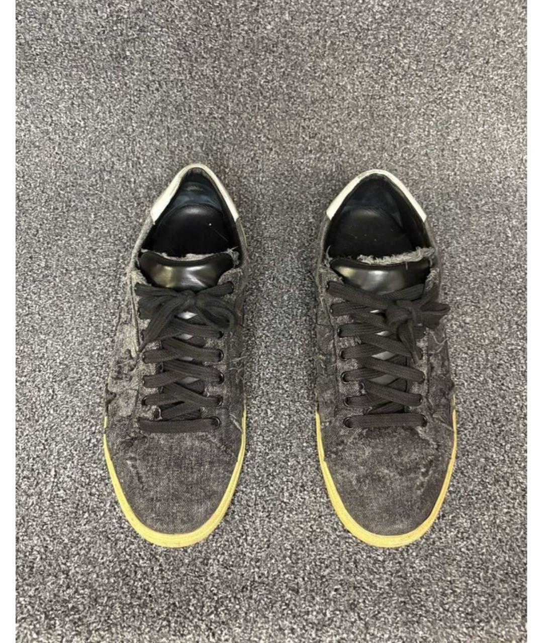 SAINT LAURENT Черные текстильные низкие кроссовки / кеды, фото 3