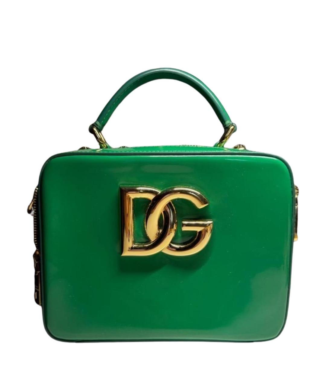 DOLCE&GABBANA Зеленая сумка через плечо из лакированной кожи, фото 1
