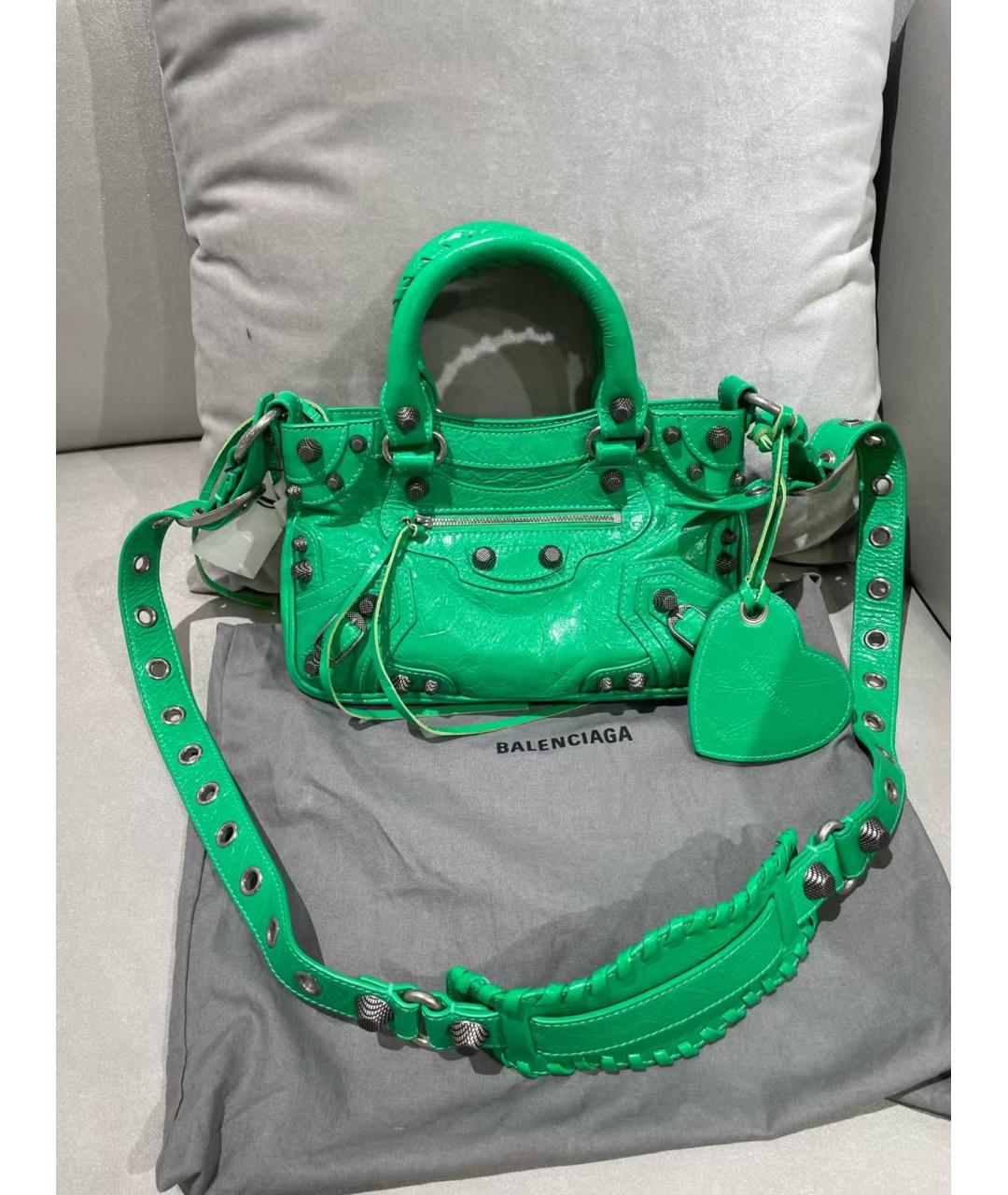 BALENCIAGA Зеленая кожаная сумка через плечо, фото 2