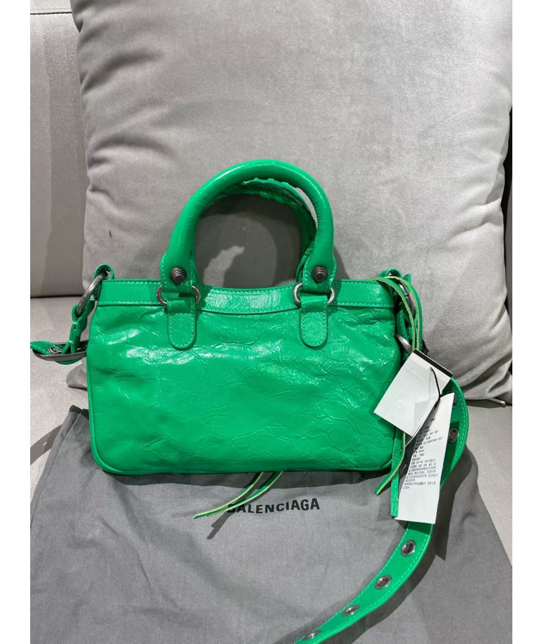 BALENCIAGA Зеленая кожаная сумка через плечо, фото 3
