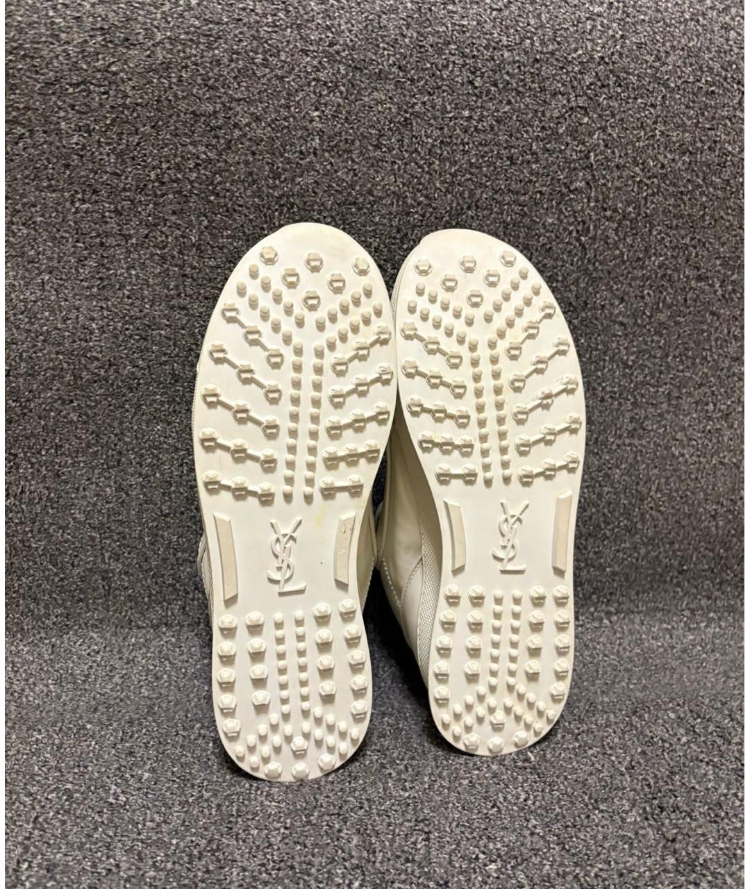SAINT LAURENT Белые кожаные низкие кроссовки / кеды, фото 4