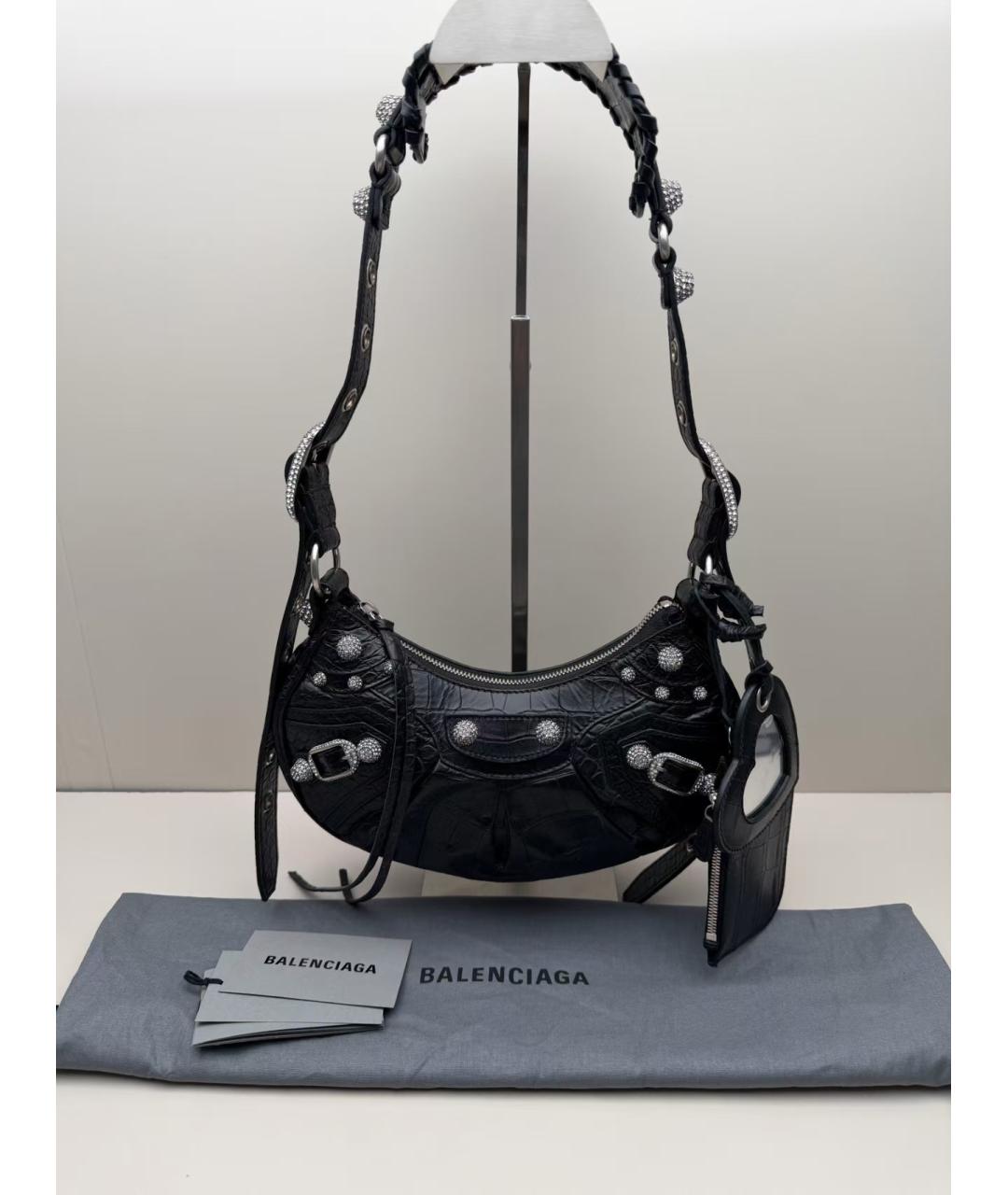 BALENCIAGA Черная кожаная сумка через плечо, фото 2