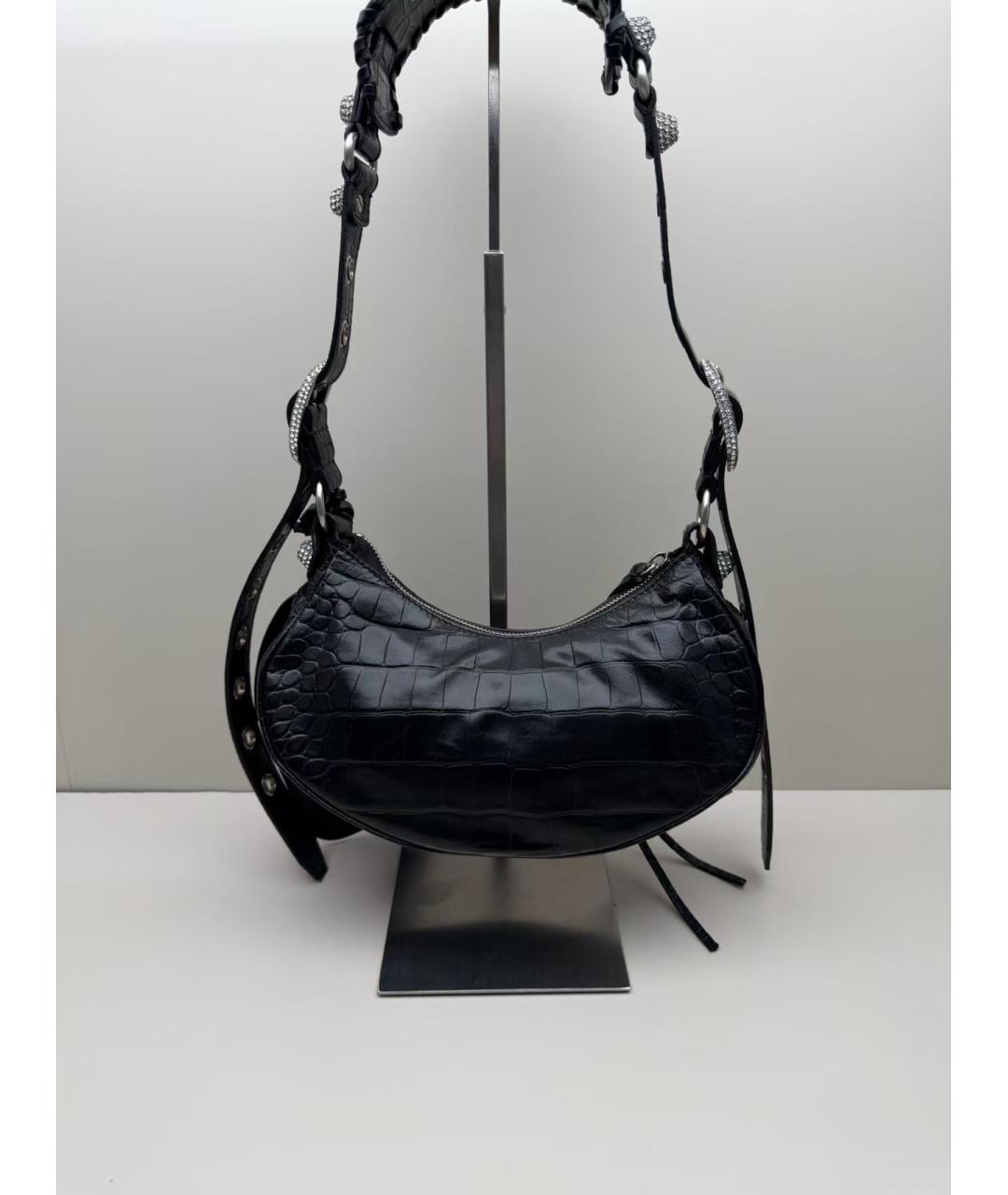BALENCIAGA Черная кожаная сумка через плечо, фото 3