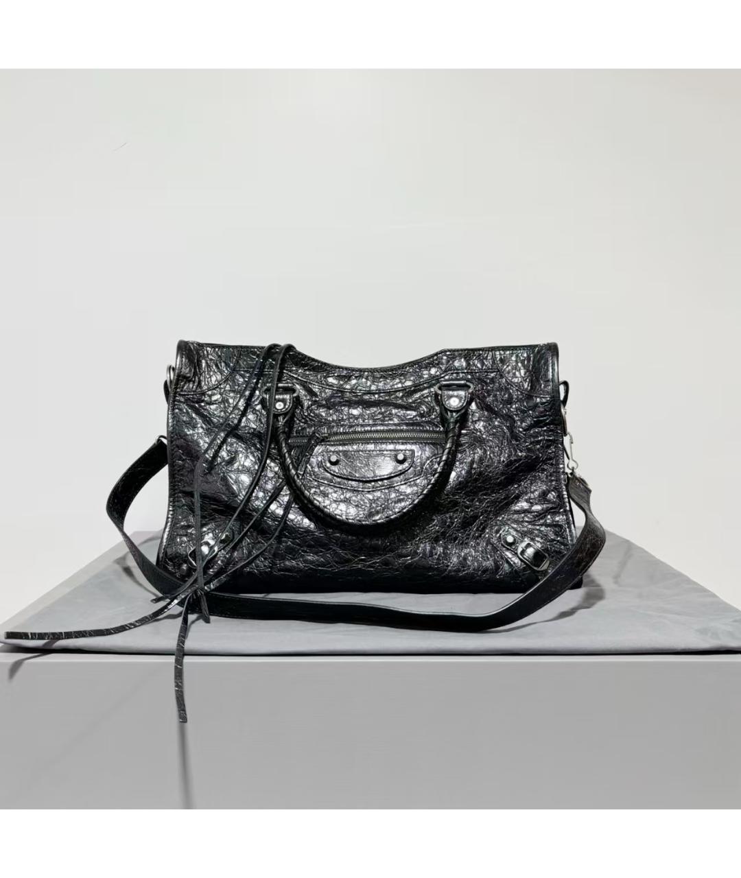 BALENCIAGA Черная кожаная сумка через плечо, фото 2