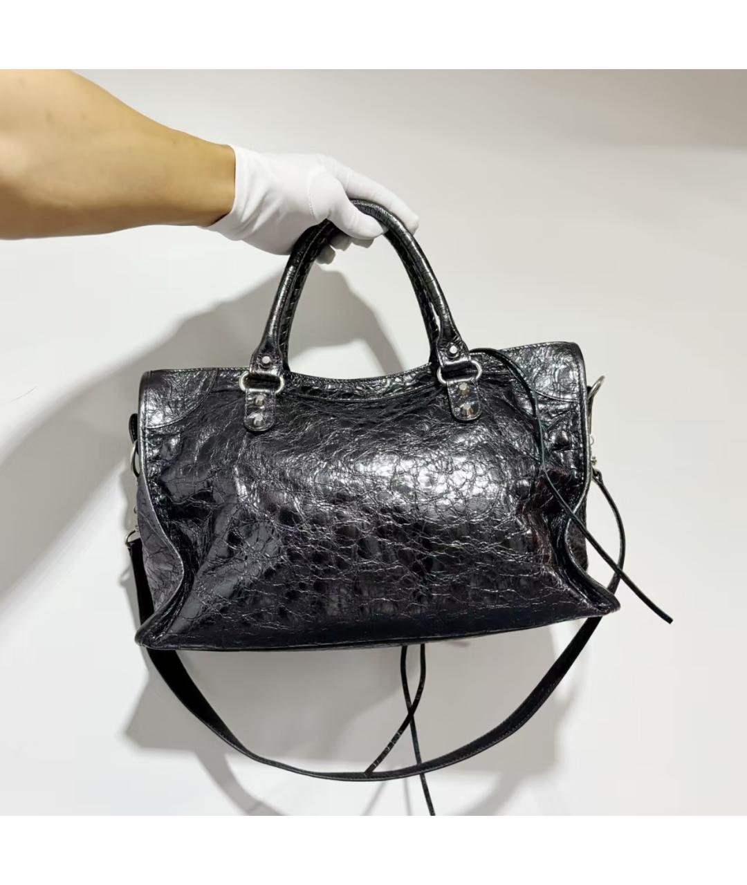 BALENCIAGA Черная кожаная сумка через плечо, фото 4