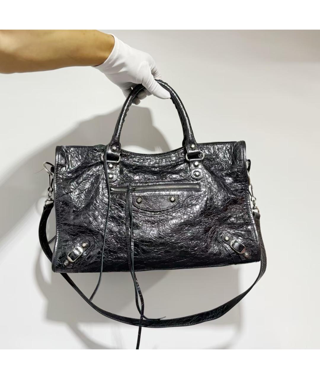 BALENCIAGA Черная кожаная сумка через плечо, фото 3