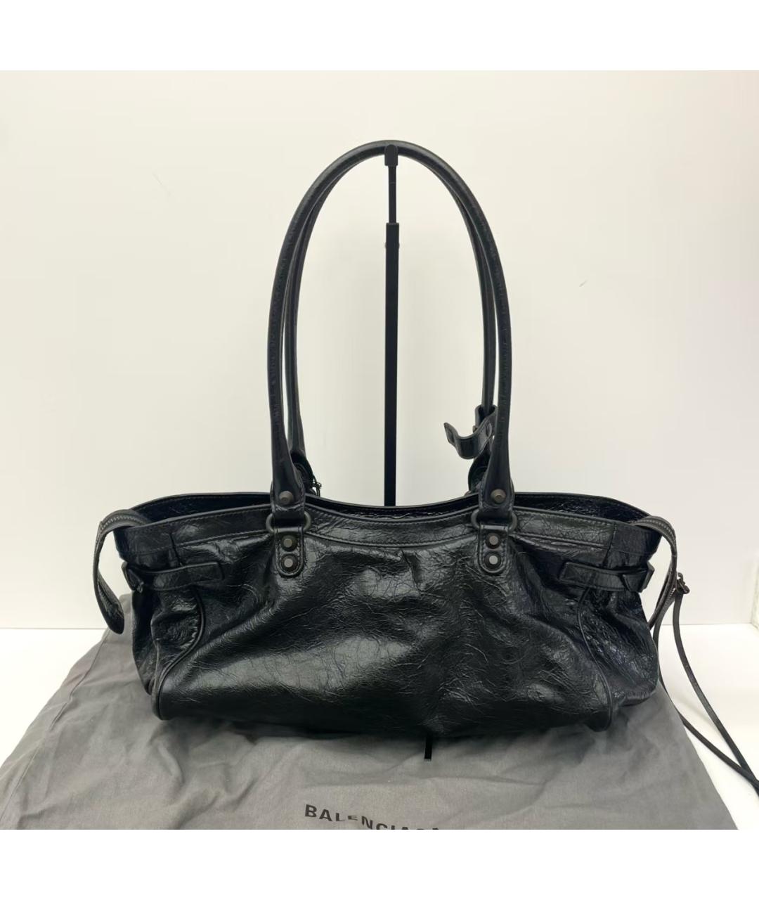 BALENCIAGA Черная кожаная сумка с короткими ручками, фото 3