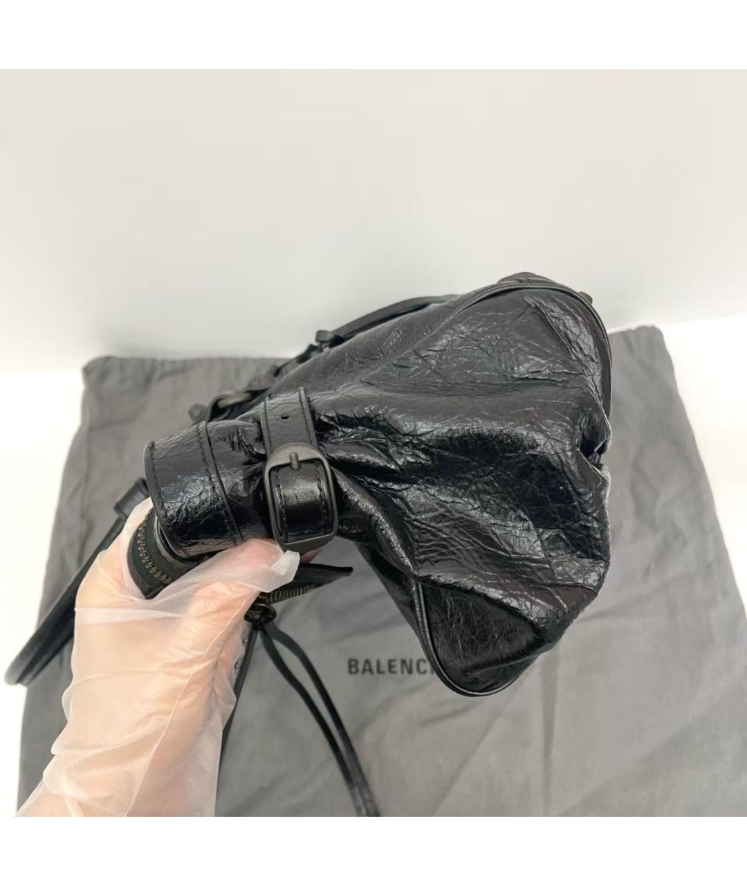 BALENCIAGA Черная кожаная сумка с короткими ручками, фото 4