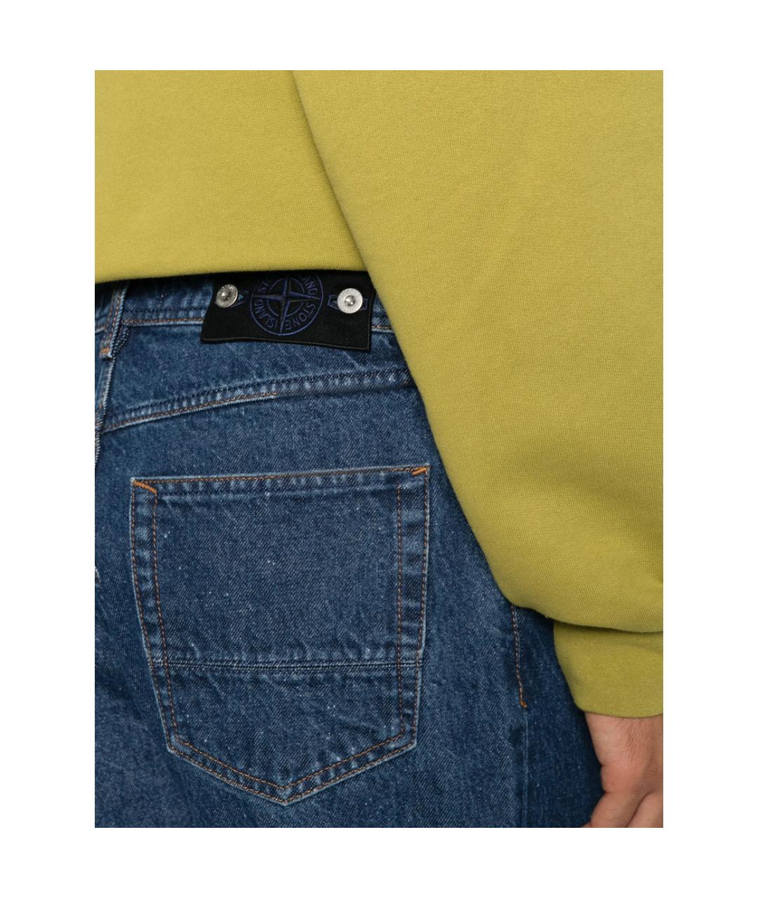 STONE ISLAND Синие хлопковые прямые джинсы, фото 4