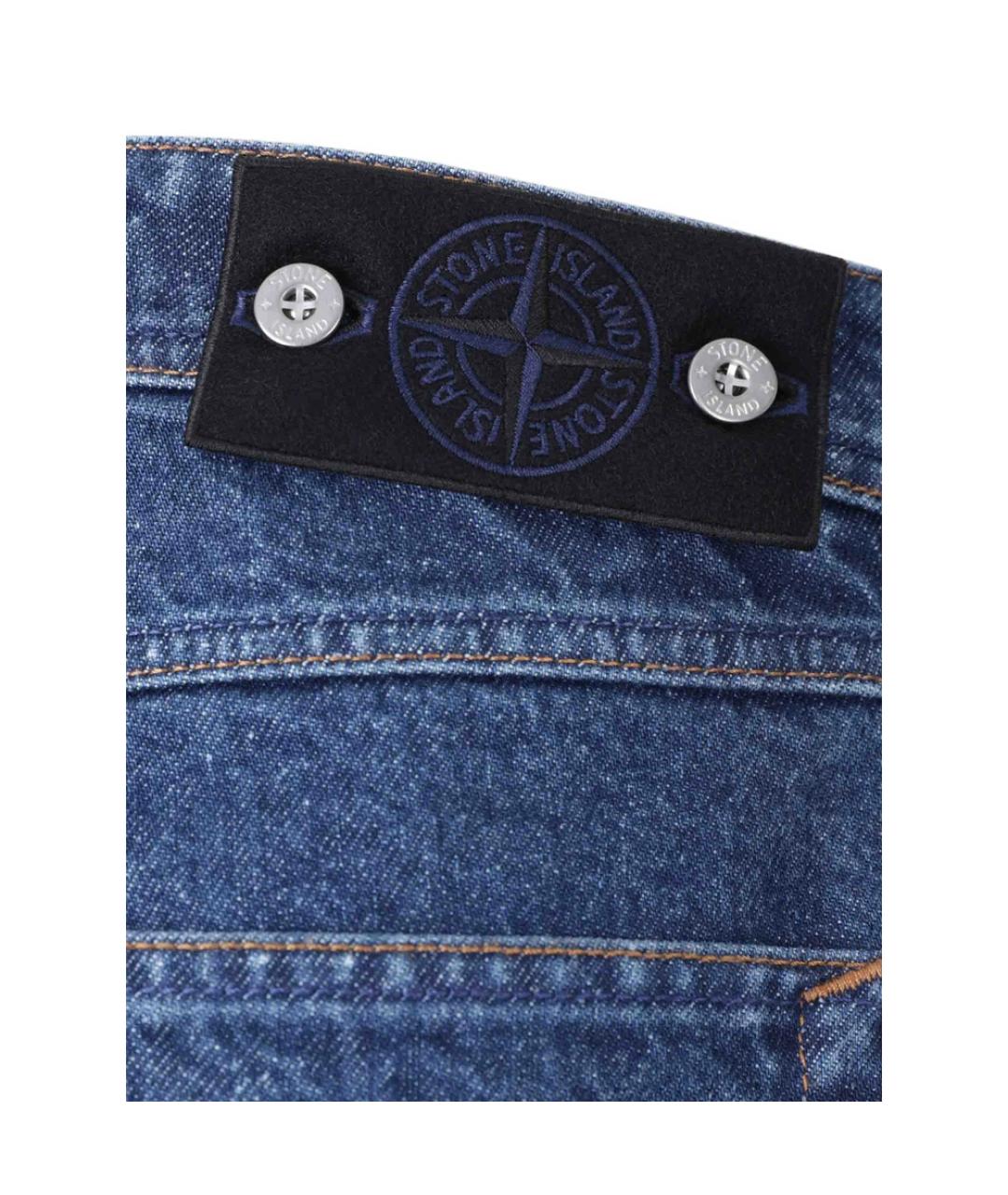 STONE ISLAND Синие хлопковые прямые джинсы, фото 2