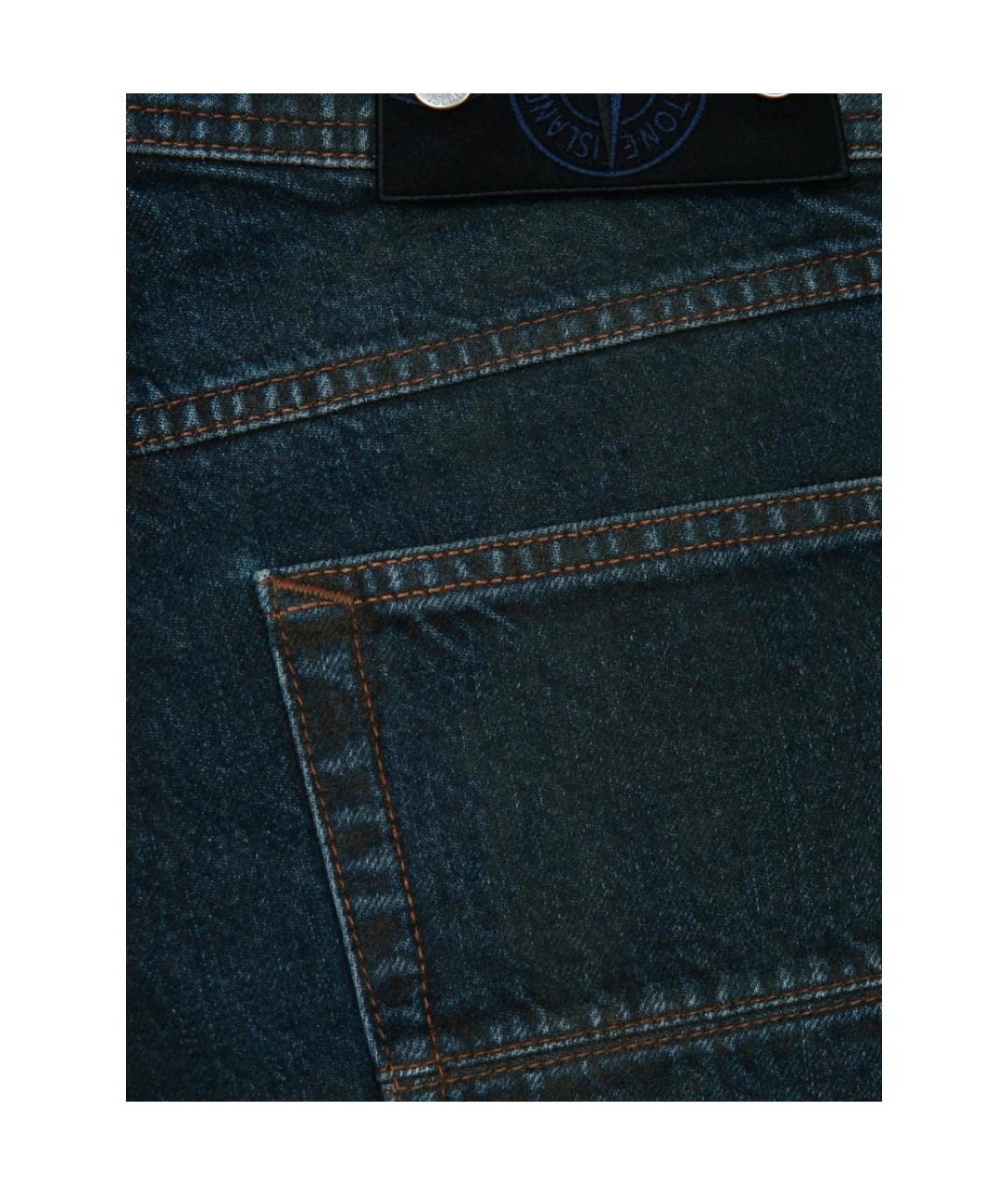 STONE ISLAND Синие хлопковые прямые джинсы, фото 3