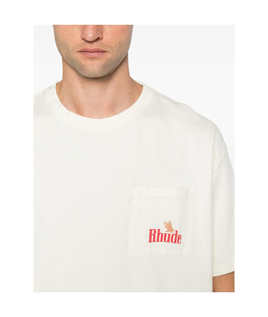 RHUDE Бежевая хлопковая футболка, фото 2