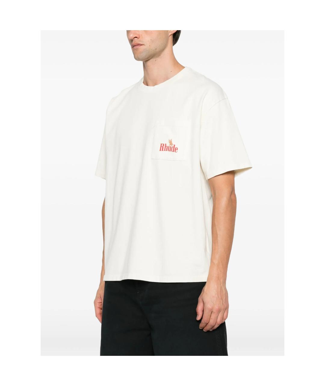 RHUDE Бежевая хлопковая футболка, фото 3
