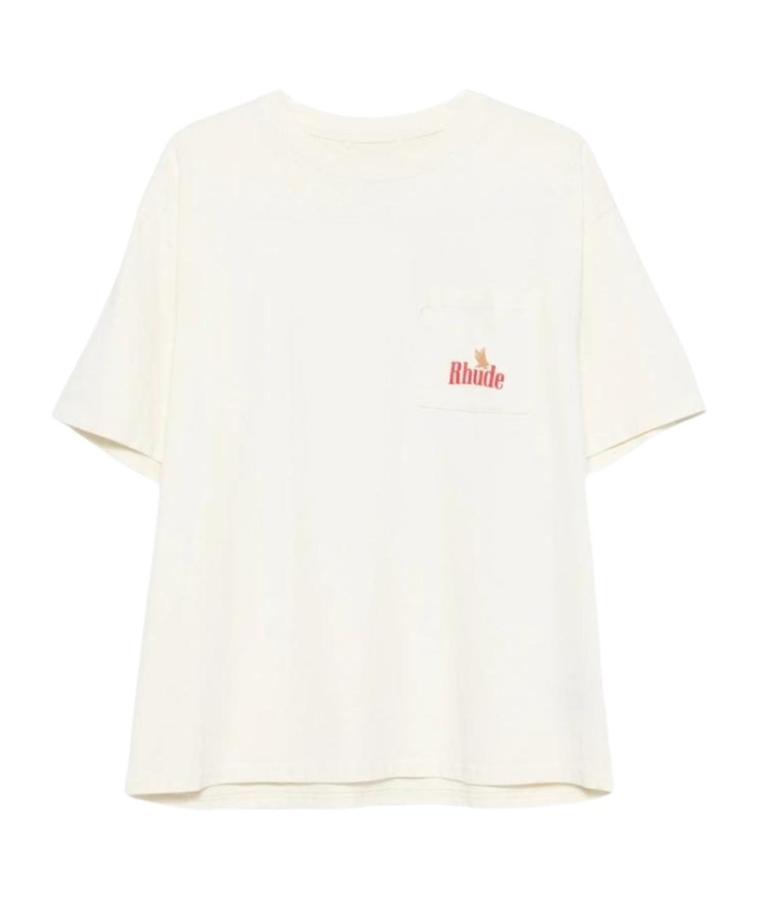 RHUDE Бежевая хлопковая футболка, фото 1