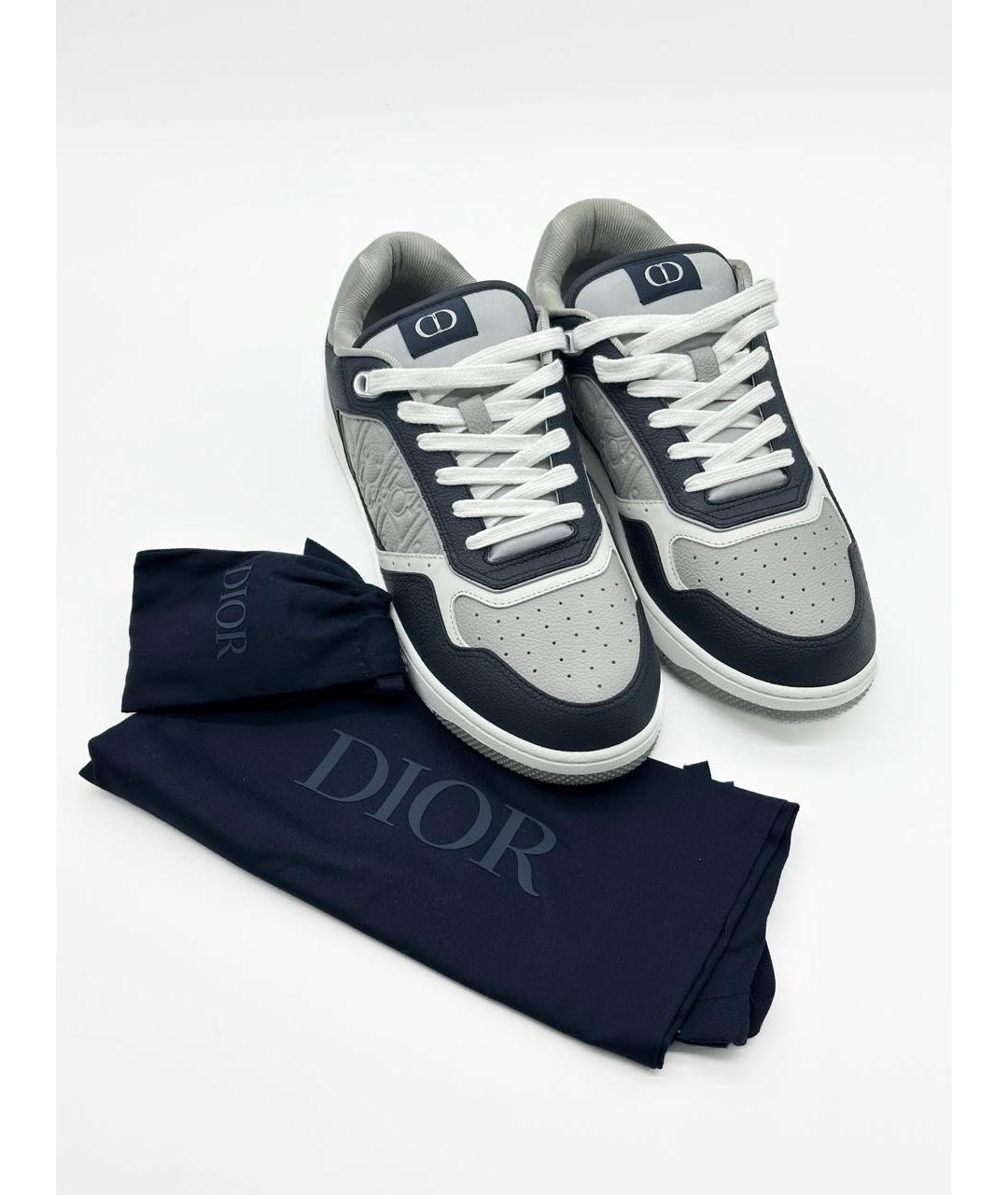 CHRISTIAN DIOR Темно-синие кожаные низкие кроссовки / кеды, фото 3