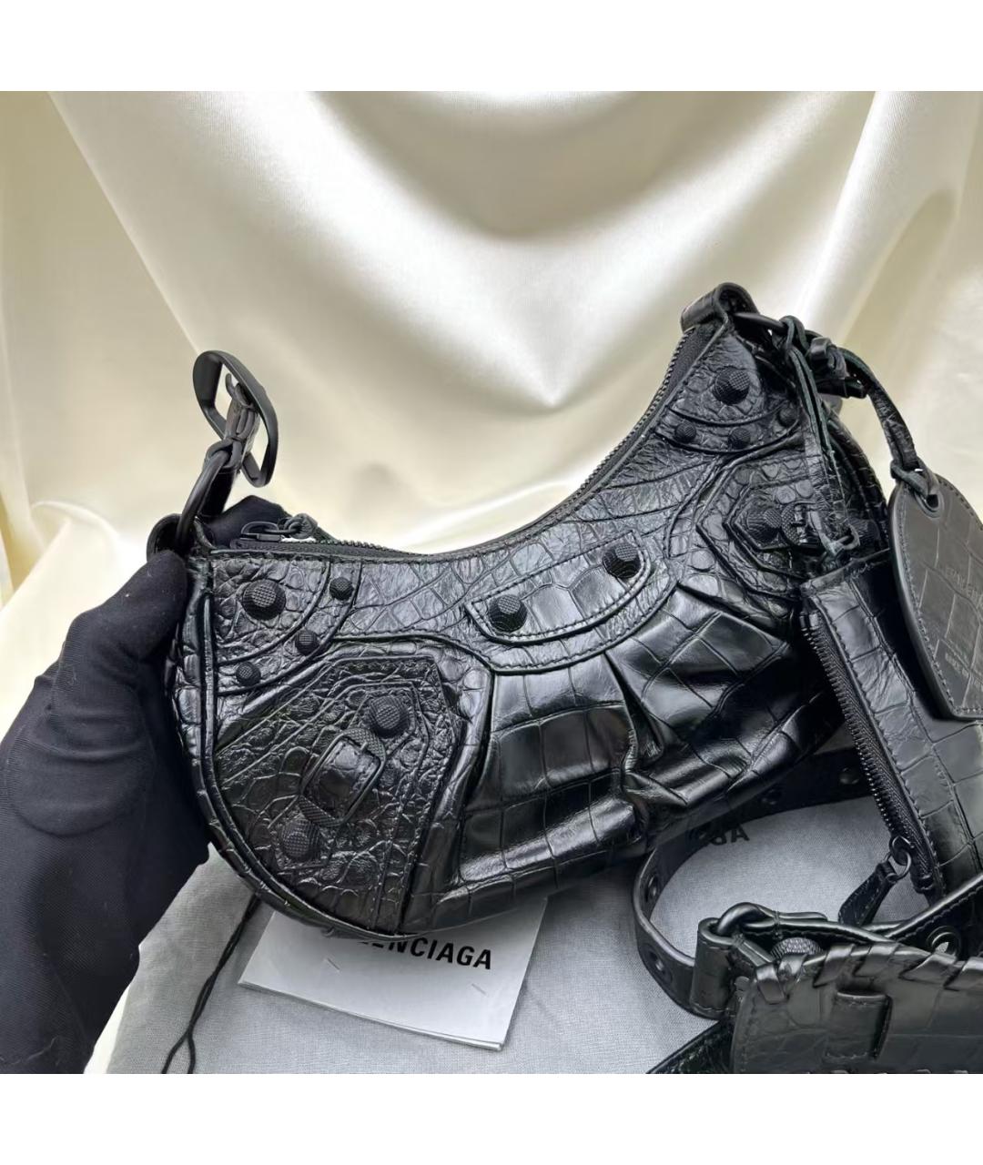 BALENCIAGA Черная кожаная сумка через плечо, фото 4