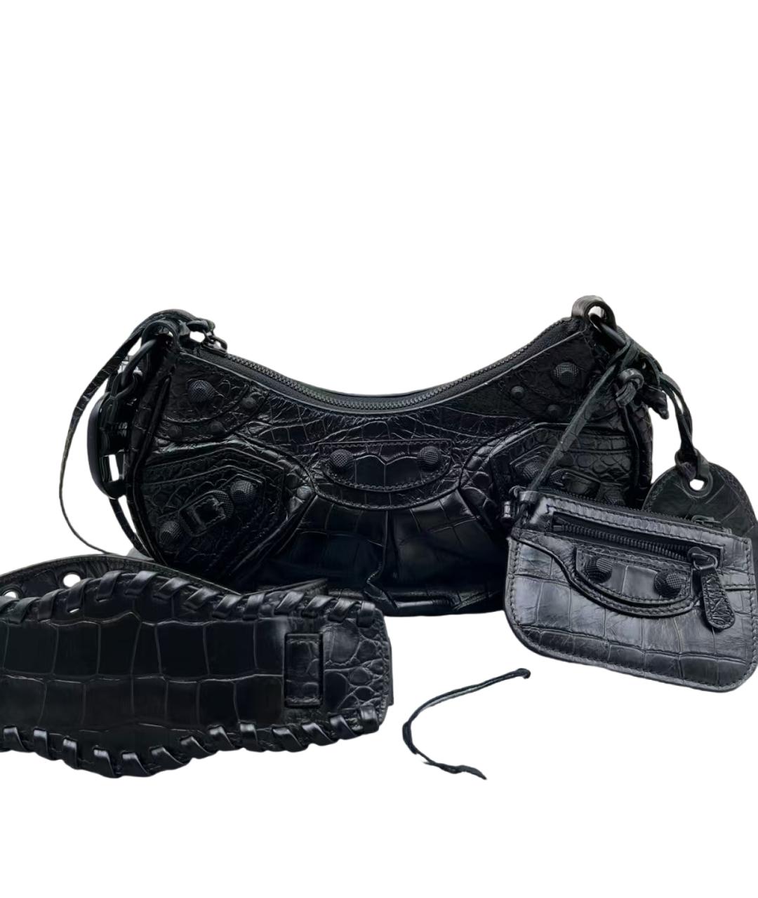 BALENCIAGA Черная кожаная сумка через плечо, фото 2