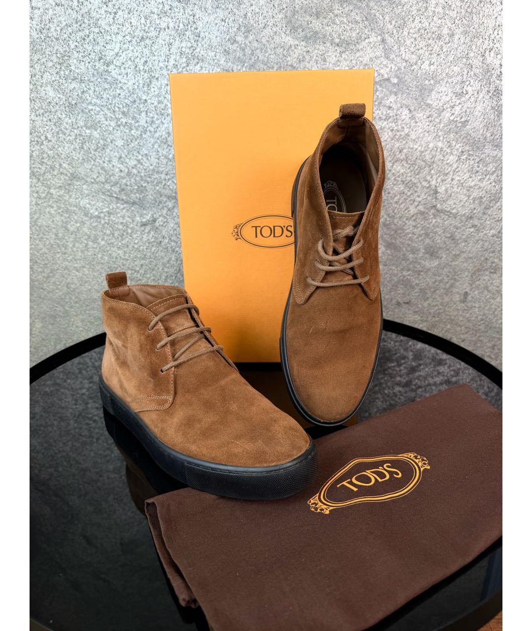 TOD'S Коричневые замшевые низкие ботинки, фото 6
