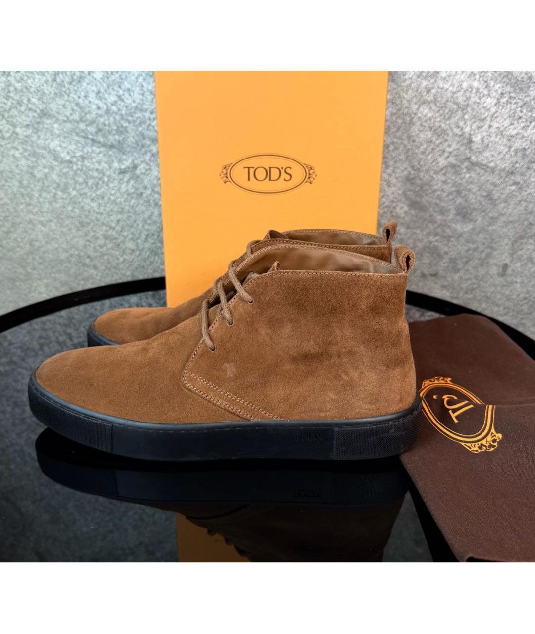 TOD'S Коричневые замшевые низкие ботинки, фото 9
