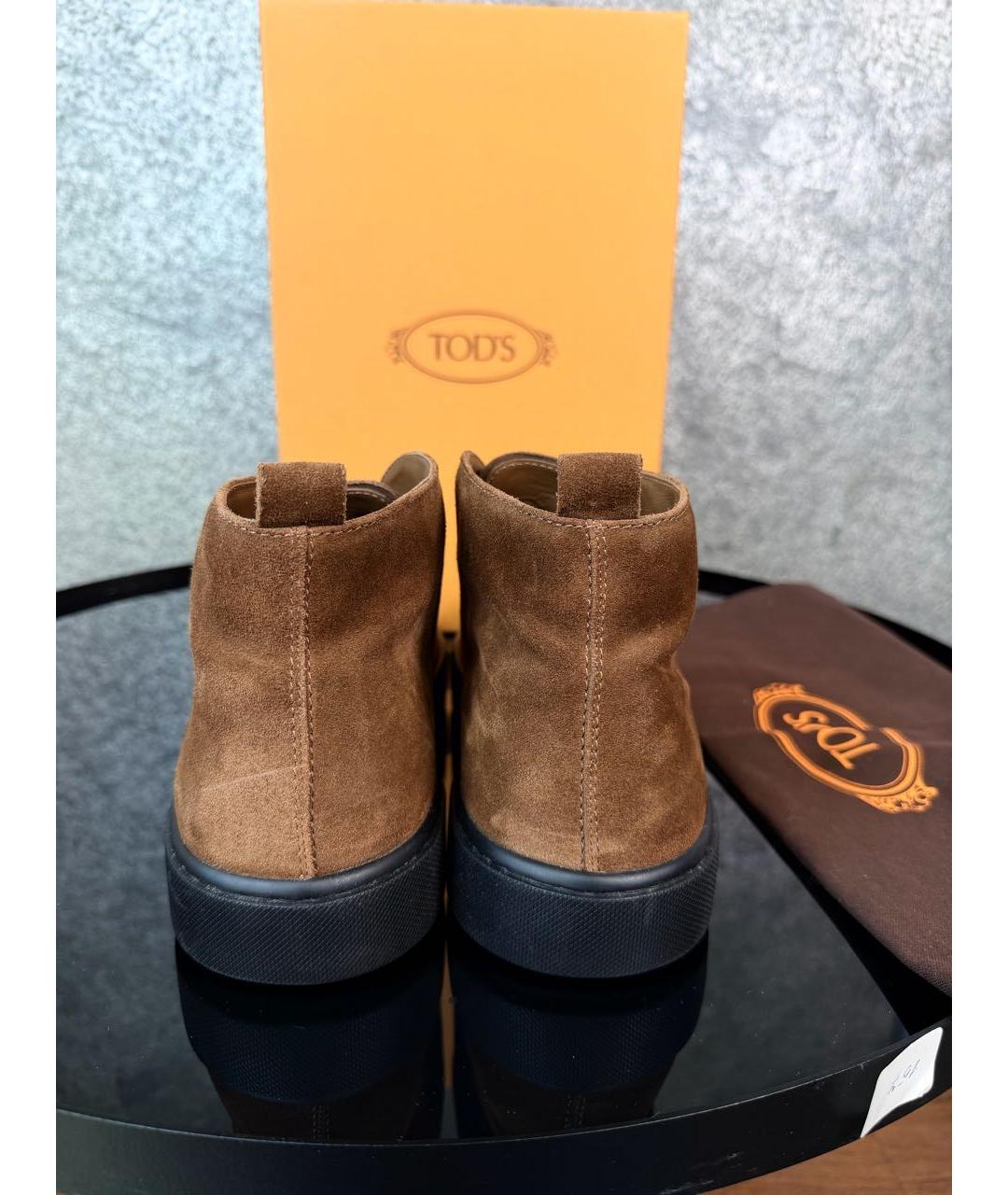 TOD'S Коричневые замшевые низкие ботинки, фото 4