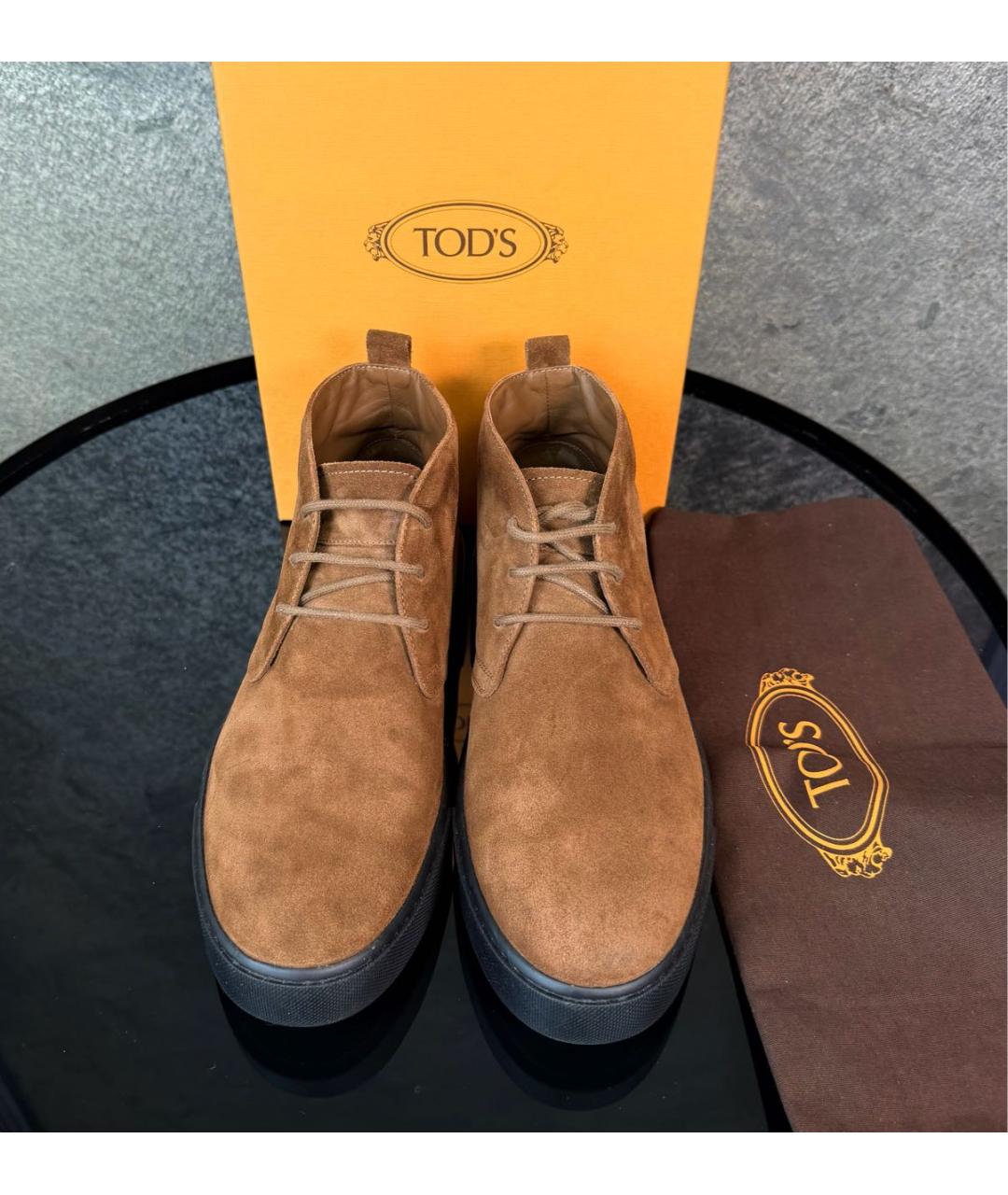 TOD'S Коричневые замшевые низкие ботинки, фото 2