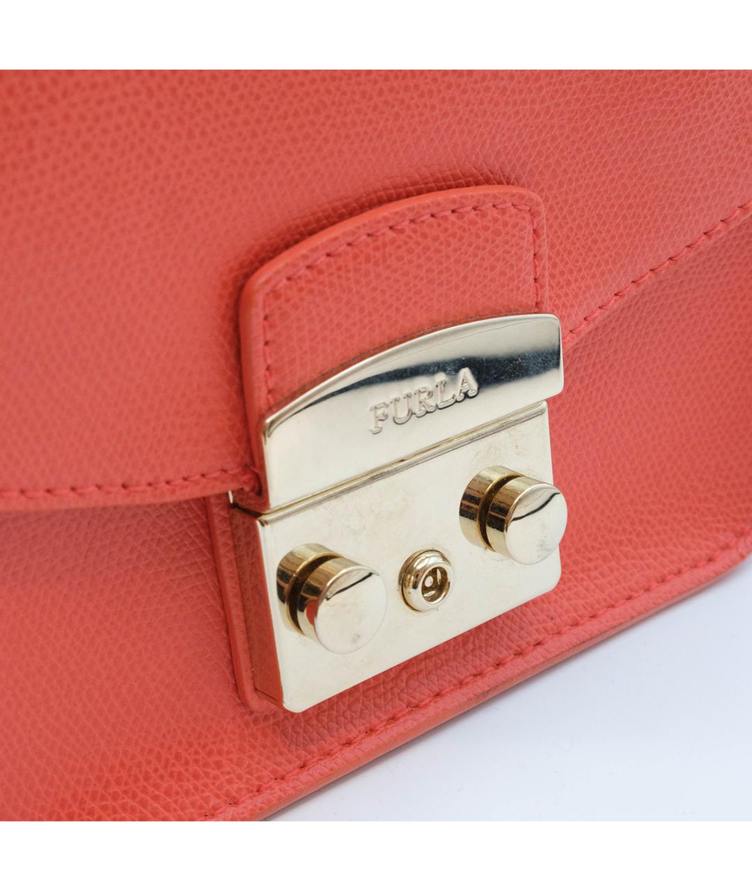 FURLA Оранжевая кожаная сумка через плечо, фото 5