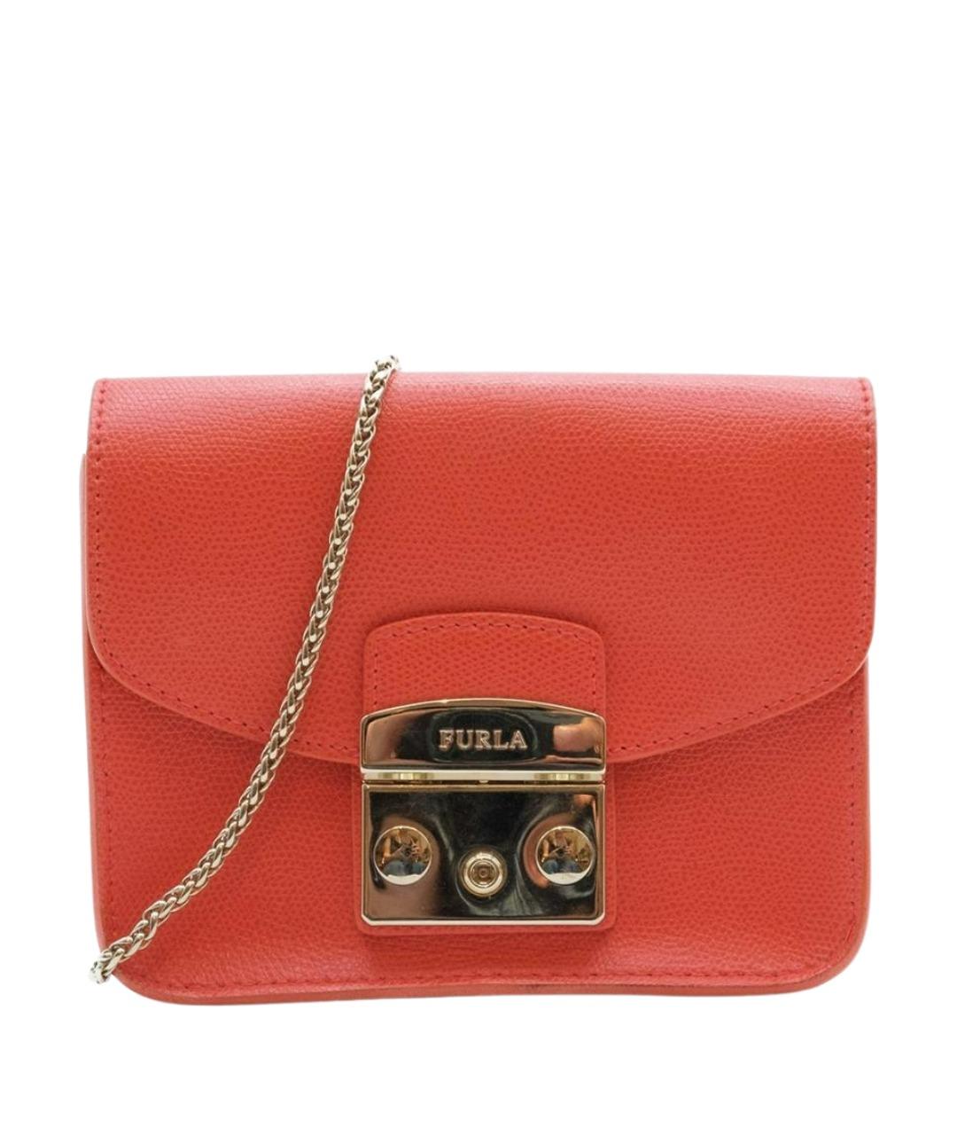 FURLA Оранжевая кожаная сумка через плечо, фото 1