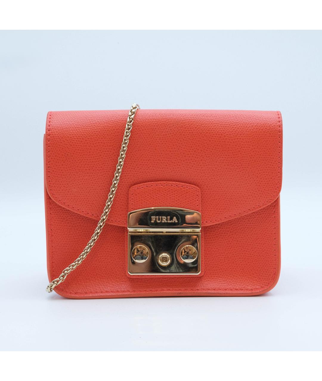 FURLA Оранжевая кожаная сумка через плечо, фото 2