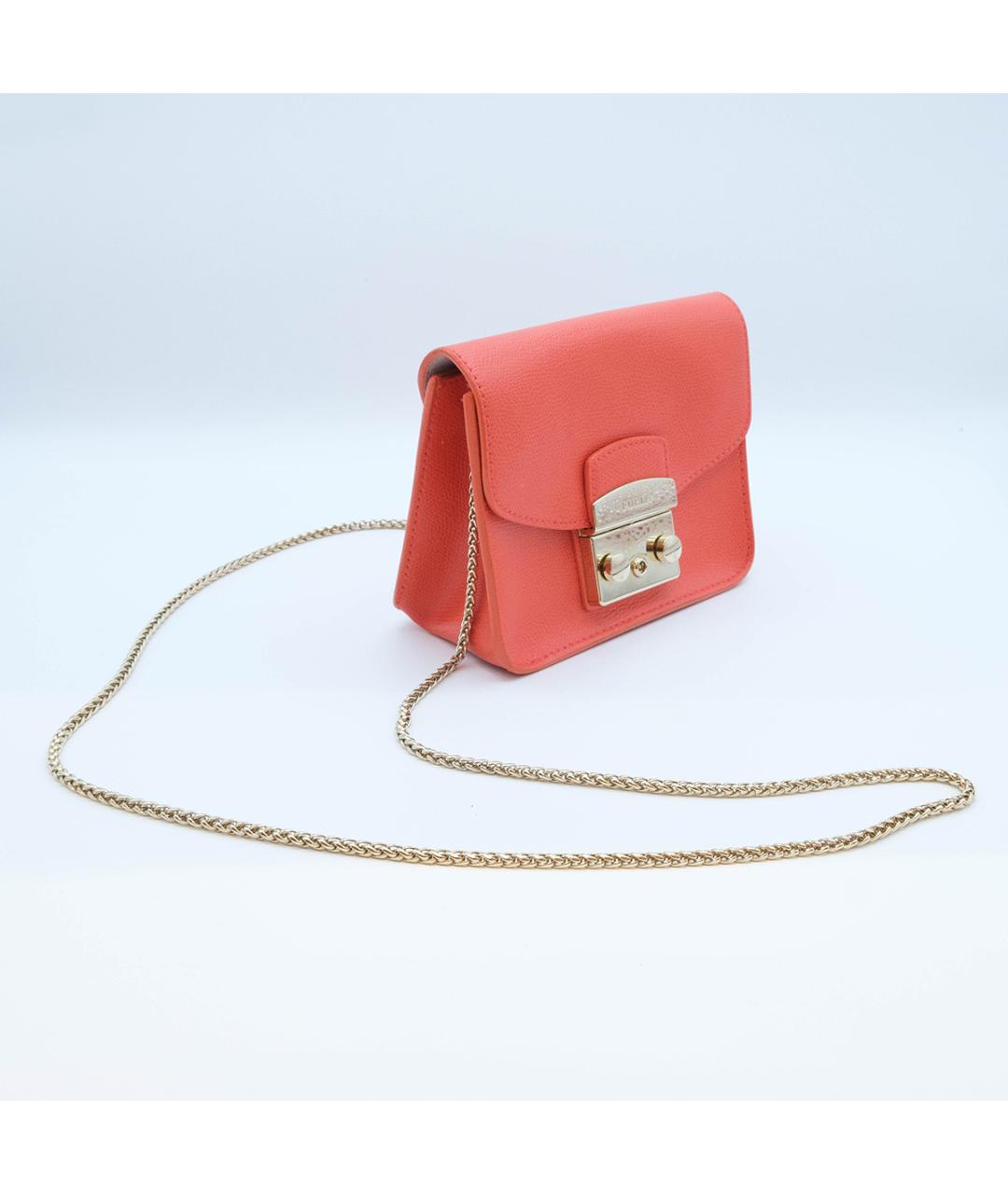 FURLA Оранжевая кожаная сумка через плечо, фото 3