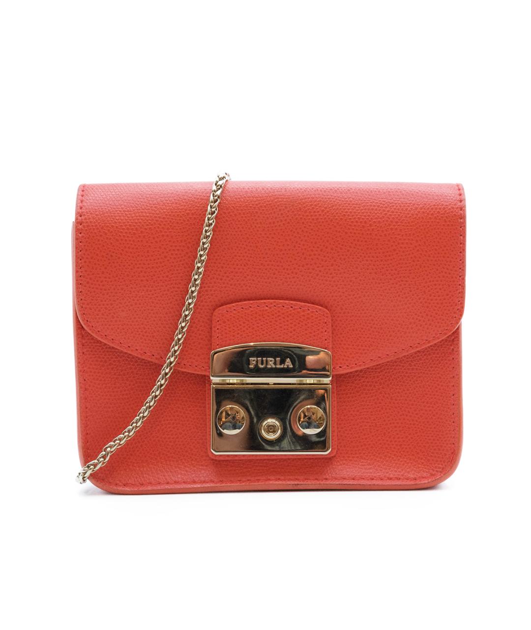 FURLA Оранжевая кожаная сумка через плечо, фото 7